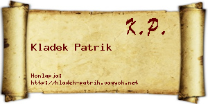 Kladek Patrik névjegykártya